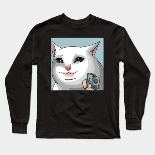 Sad Cat with a Gun Long Sleeve T-Shirt